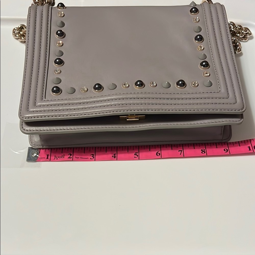 Kate Spade  Reese Park Stud Gray Gold Chain Shoulder Bag - Picture 6 of 7